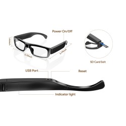 Full HD glasses camera, the camera lens is cleverly integrated into the frame, seamlessly capturing every detail.
